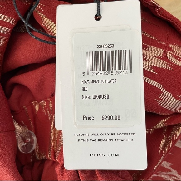 New! Reiss nova metallic halter Romper red gold nwt 18403 - Picture 11 of 14